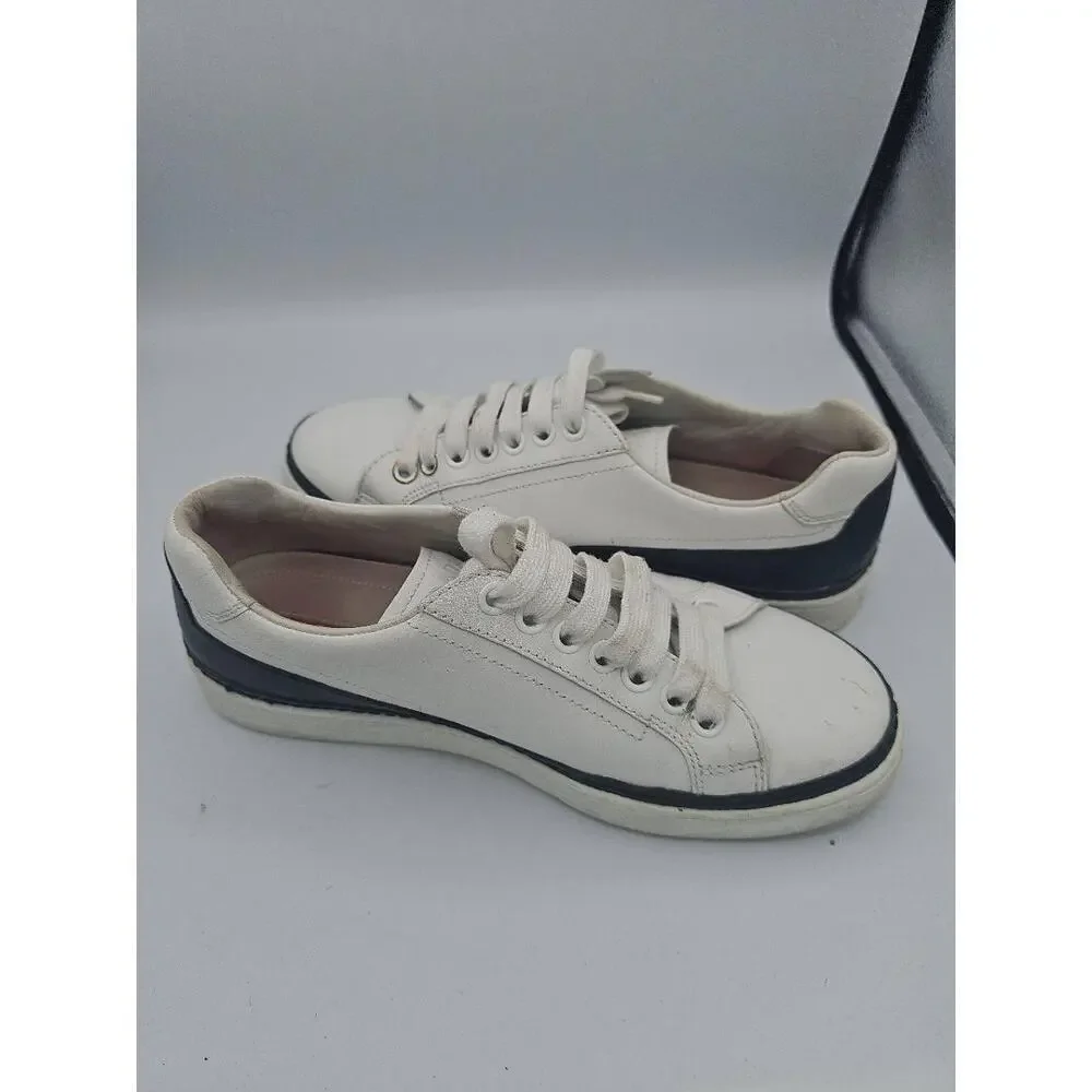 Prada 4E2831 White Leather Low Top Sneakers Colorblock Mens Size 7.5